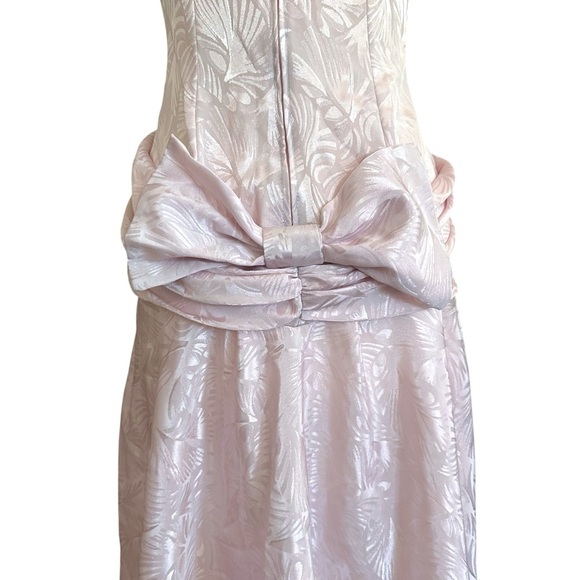 Vintage 80s All That Jazz Powder Pink Party Dress Flutter Sleeves Bow Back - Picture 9 of 16